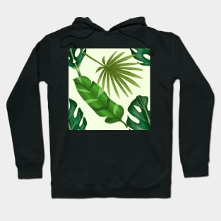 Tropical Leaf Pattern Monstera Leaves Jungle Repeating Houseplant Skull Hoodie